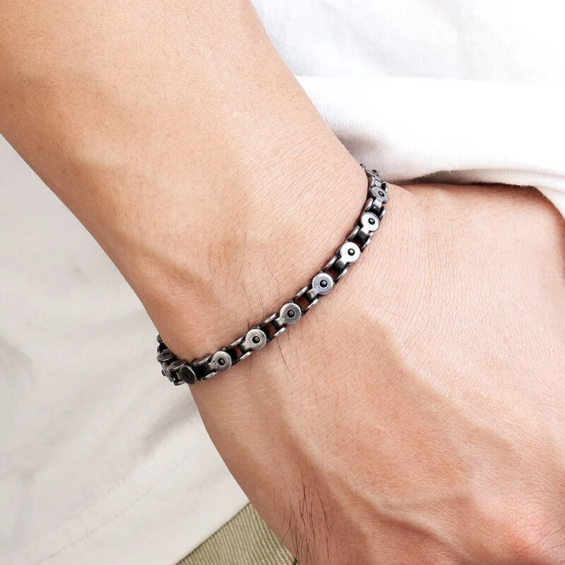 Narukvica Muški starinski nakit od oksidiranog nehrđajućeg čelika Bizantski rubnik Kubanski lančić Punk Veleprodaja Narukvice Božićni darovi