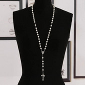 1PC Vintage Rozari Mărgele Cruce Iisus Crucifix Fecioara Maria Pandantiv Lanț Colier Bijuterii Moda Cadou