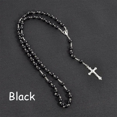 1PC Vintage Rozari Mărgele Cruce Iisus Crucifix Fecioara Maria Pandantiv Lanț Colier Bijuterii Moda Cadou