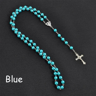1PC Vintage Rozari Mărgele Cruce Iisus Crucifix Fecioara Maria Pandantiv Lanț Colier Bijuterii Moda Cadou