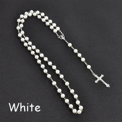 1PC Vintage Rozari Mărgele Cruce Iisus Crucifix Fecioara Maria Pandantiv Lanț Colier Bijuterii Moda Cadou