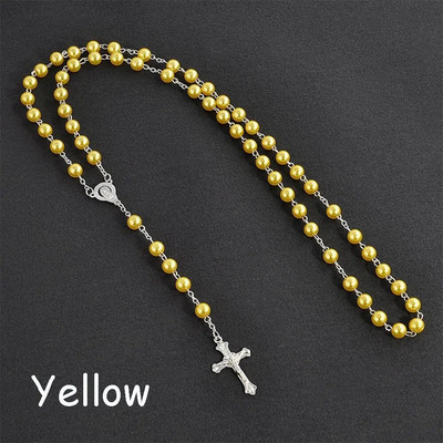 1PC Vintage Rozari Mărgele Cruce Iisus Crucifix Fecioara Maria Pandantiv Lanț Colier Bijuterii Moda Cadou