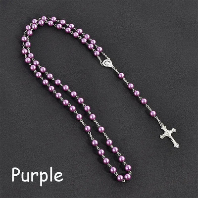 1PC Vintage Rozari Mărgele Cruce Iisus Crucifix Fecioara Maria Pandantiv Lanț Colier Bijuterii Moda Cadou