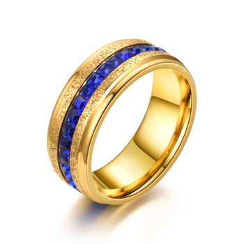 Ανδρικά δαχτυλίδια μόδας 8 χιλιοστών Κοσμήματα με ένθετο κρύσταλλο από ανοξείδωτο ατσάλι Γυναικεία δαχτυλίδια Επετειακή αρραβωνιαστικές μπάντες γάμου Αξεσουάρ