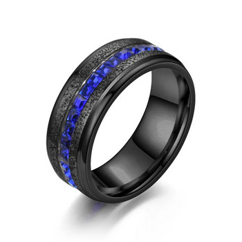 8 мм модни мъжки пръстени, бижута, инкрустация с кристали, женски пръстени от неръждаема стомана, годишнини, годежни сватбени ленти, аксесоари