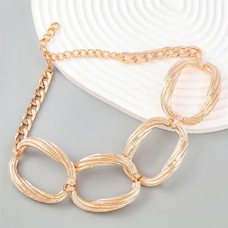 Za Vintage Metalno prstenje Chokers Ogrlice za žene Boho retro legure Lanci velikog kruga Ogrlica Ženski kratki ovratnik Nakit oko vrata