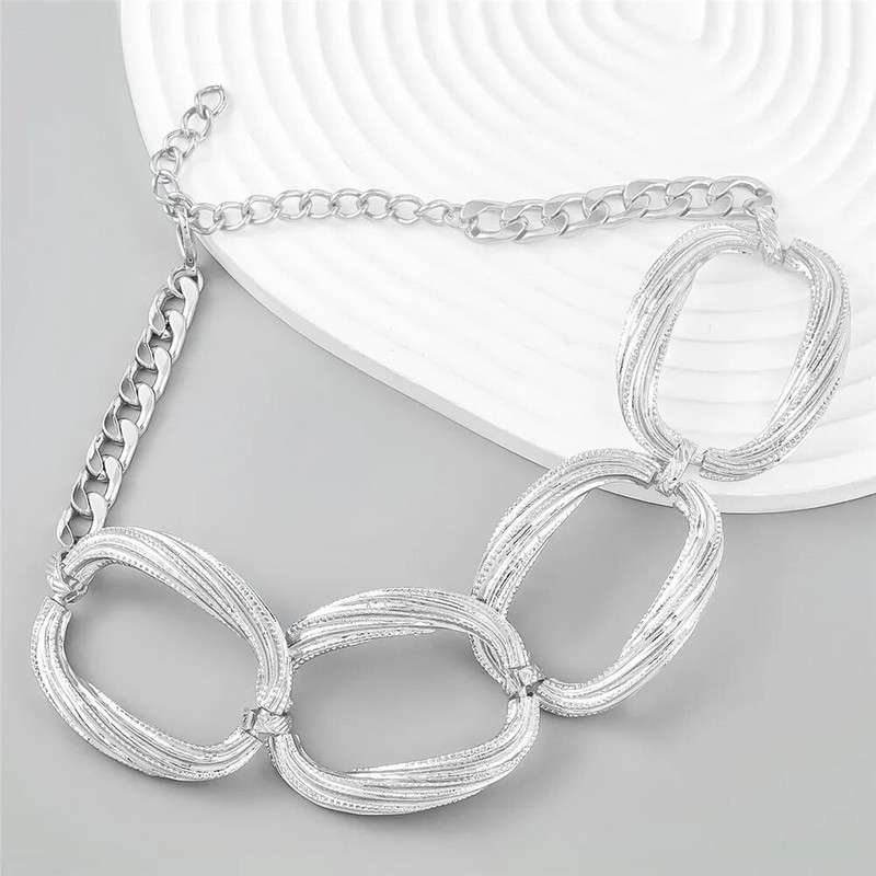 Za Vintage Metalno prstenje Chokers Ogrlice za žene Boho retro legure Lanci velikog kruga Ogrlica Ženski kratki ovratnik Nakit oko vrata