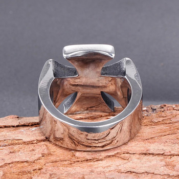 Черен пръстен с форма на кръст Мъжки пръстен Нова мода Метален електрооптичен модел пръстен Аксесоари Парти бижута Размер 7-12
