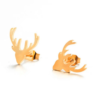 Modne naušnice s rogovima od zlatne glave jelena od nehrđajućeg čelika sa šarmom naušnice sa životinjama za žene Femme Jednostavan fini nakit DIY