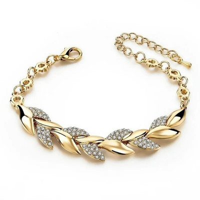 Brațară cu frunze împletite cu dragoste Brățări de nuntă de cristal pentru femei, cadou de aniversare de Ziua Îndrăgostiților, bijuterii Pulseras Mujer