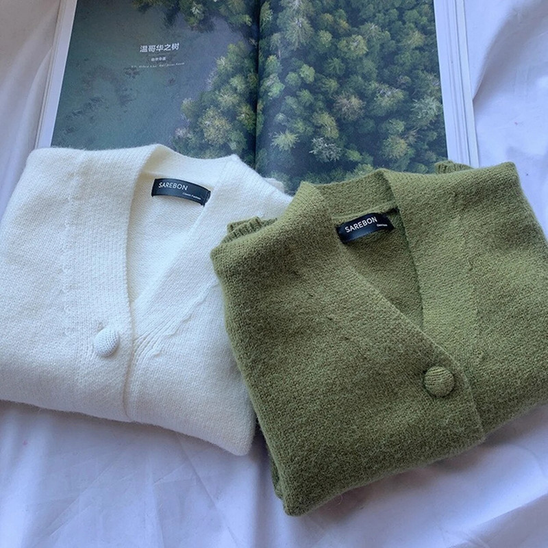 Sarebon 2022, jauns sieviešu V veida kakla izgriezuma vienkrāsains trikotāžas modelis ar īsām piedurknēm, vienkāršs modes jaka