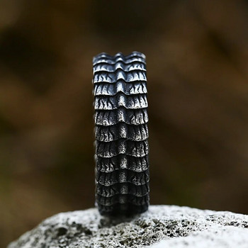 Απλό vintage δαχτυλίδι Viking Dragon Scale για άντρες Γυναικεία 316L από ανοξείδωτο ατσάλι πανκ χιπ χοπ ζωικά δαχτυλίδια μόδα κοσμήματα φυλαχτό