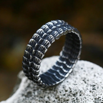 Прост винтидж пръстен с люспи на викингски дракон за мъже, жени 316L неръждаема стомана, пънк, хип-хоп пръстени с животни, модни амулети, бижута, подарък