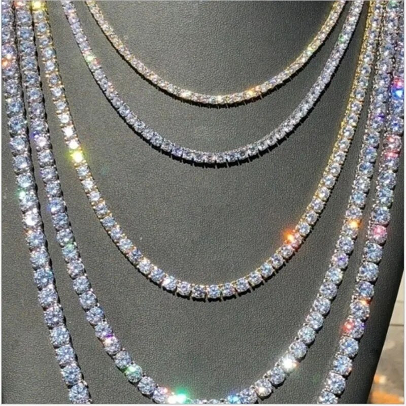 Új Iced Out tenisz karkötő nyaklánc férfi tenisz lánc divat hip-hop ékszer női 16/18/20/24/30 hüvelykes Choker lánc ajándék dz907