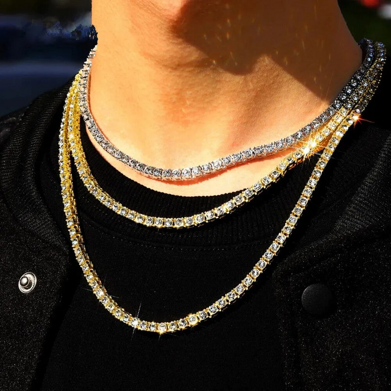 Új Iced Out tenisz karkötő nyaklánc férfi tenisz lánc divat hip-hop ékszer női 16/18/20/24/30 hüvelykes Choker lánc ajándék dz907