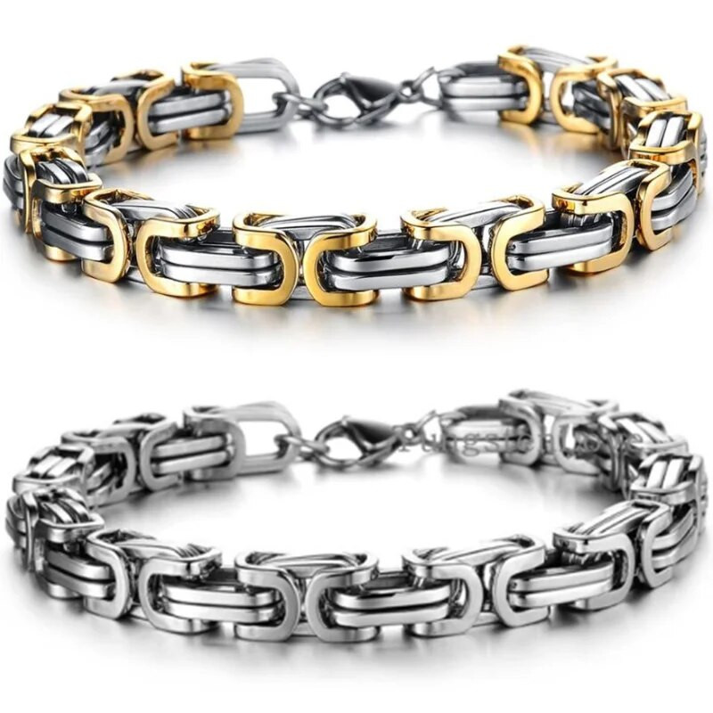Modna muška podesiva dvobojna narukvica od nehrđajućeg čelika Hip-hop narukvice za muškarce Punk nakit Dodaci Poklon za godišnjicu