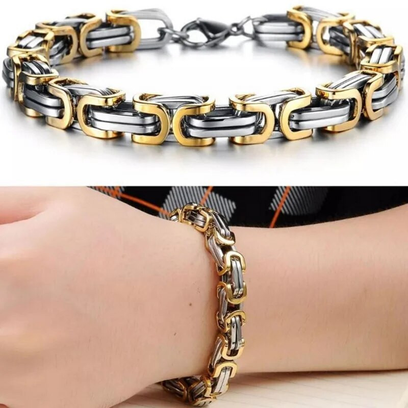 Modna muška podesiva dvobojna narukvica od nehrđajućeg čelika Hip-hop narukvice za muškarce Punk nakit Dodaci Poklon za godišnjicu