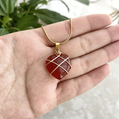 Μόδα απομίμηση γάτας Eye καρδιά κολιέ κοριτσάκι κολιέ ροζ χαλαζία Δώρο αξεσουάρ κοσμήματος