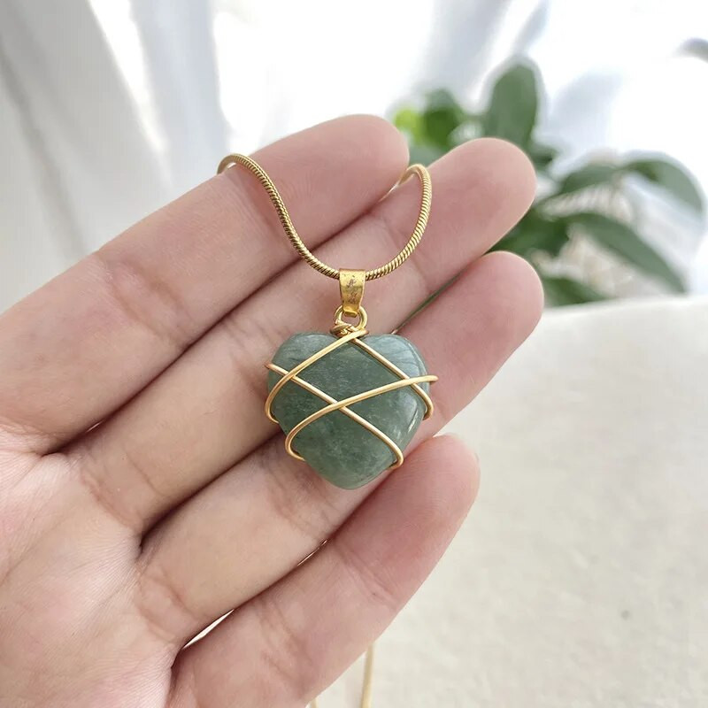 Μόδα απομίμηση γάτας Eye καρδιά κολιέ κοριτσάκι κολιέ ροζ χαλαζία Δώρο αξεσουάρ κοσμήματος