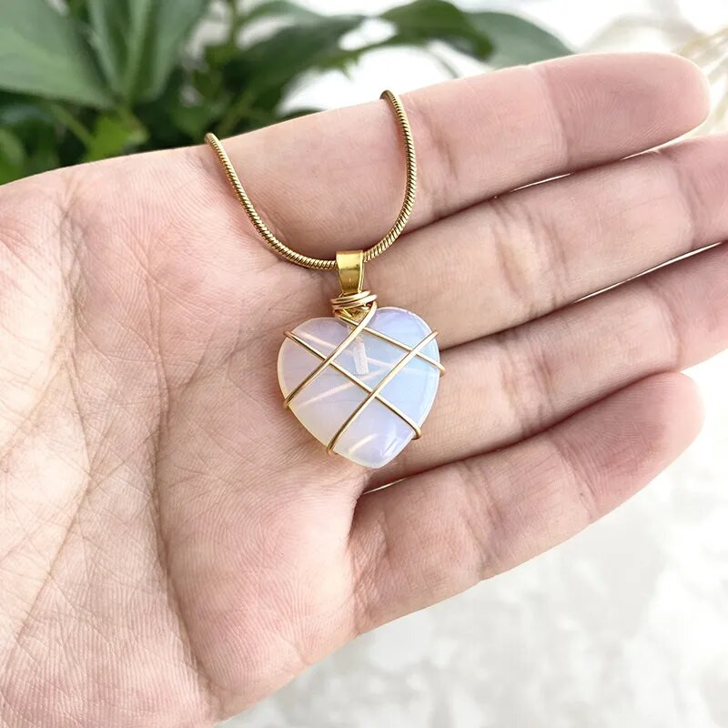 Μόδα απομίμηση γάτας Eye καρδιά κολιέ κοριτσάκι κολιέ ροζ χαλαζία Δώρο αξεσουάρ κοσμήματος