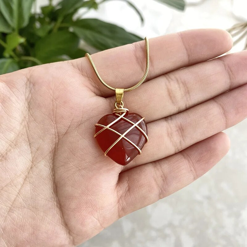 Μόδα απομίμηση γάτας Eye καρδιά κολιέ κοριτσάκι κολιέ ροζ χαλαζία Δώρο αξεσουάρ κοσμήματος