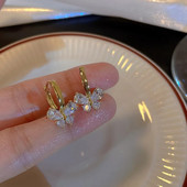 Luksuzne modne nove leptir cirkonske naušnice s kopčom za uho za žene Naušnice s nitom sa životinjama Rođendanski vjenčani nakit Poklon Pendientes