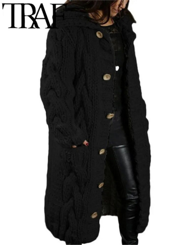 TRAF Ženska odjeća Modni jednobojni novi dugi kardigan za velike žene Veliki ženski pulover Mekana pletenina Ružičasta 2023.