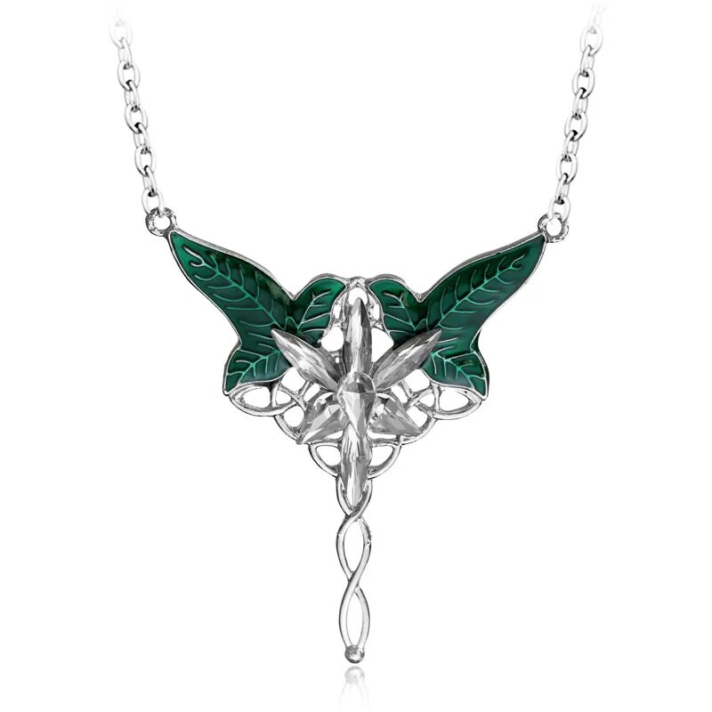 2020. aasta trendikas päkapiku roheliste lehtedega kaelakee ripats Elven Leaf isand Arwen Evenstari kaelakee meestele ja naistele Filmide ehete hulgimüük