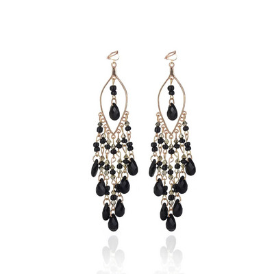 Ethnic Bohemia Beads Clip On Earrings Fashion Hanging no pierced Earrings Tassel Resin Vintage Ethnic Jewelry Δώρο για γυναίκες