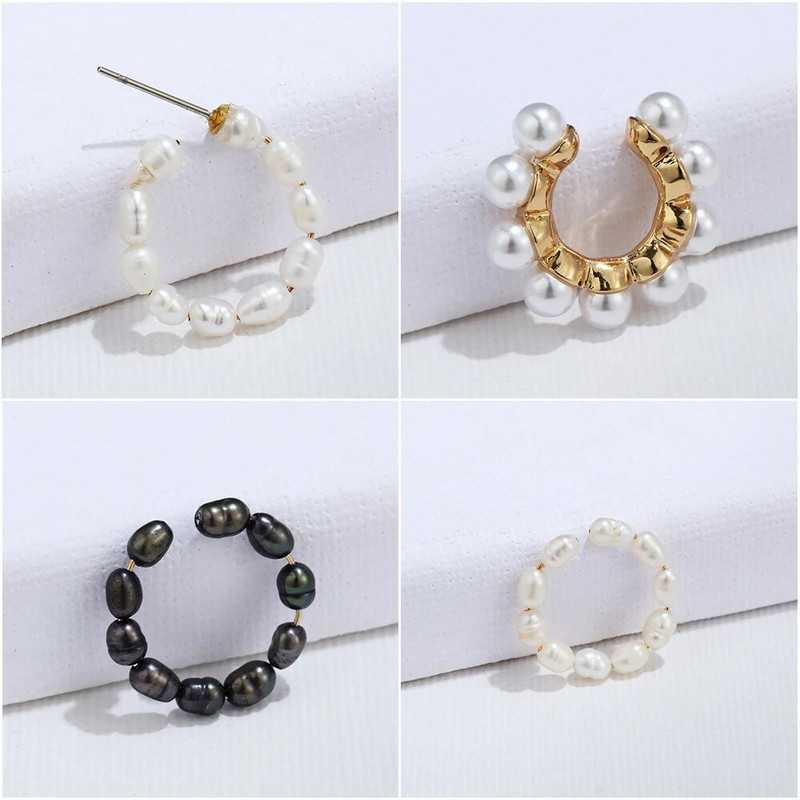 Lažni piercing za školjke od 9 stilova, cirkonska manžeta za uho Bez piercinga, široka višeslojna štipaljka za uši s biserima Ženske naušnice Dodaci Nakit