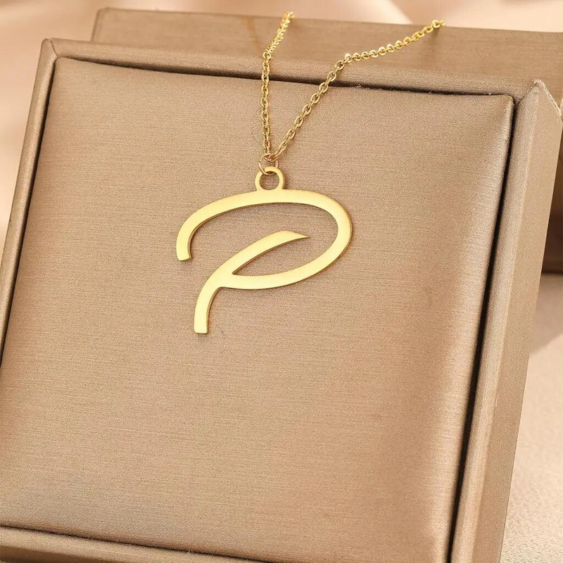 Ogrlica s privjeskom od nehrđajućeg čelika AZ 26 početnih slova za žene Nakit Otmjena korejska ogrlica Poklon za zabavu