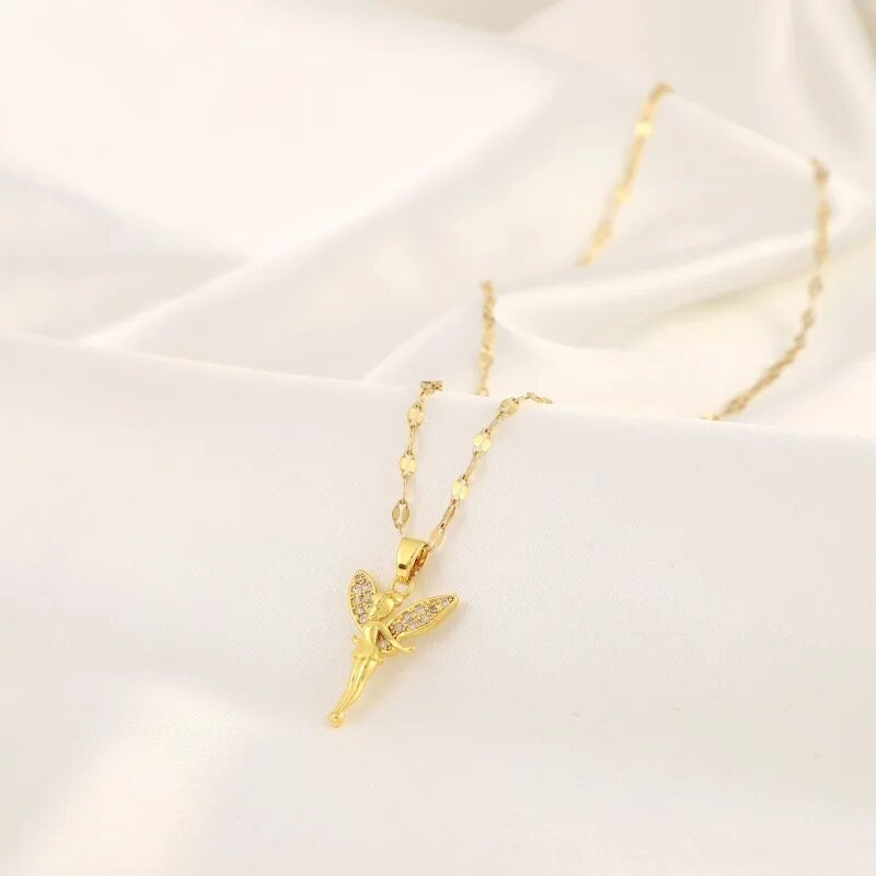 Mood Lillehaldjas Ingli ripats kaelakee naistele Titaanist teraskett Luksuslik banketi ehted Aksessuaarid Kingitus sõpradele