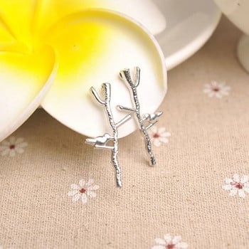 8SEASONS Romantic Branch Bird Metal Ear Post Stud Earrings Gold Silver Цвят Цинкова сплав Дамски бижута Подарък Dropshipping 1 чифт