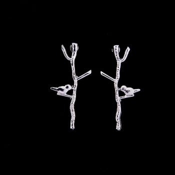 8SEASONS Romantic Branch Bird Metal Ear Post Stud Earrings Gold Silver Цвят Цинкова сплав Дамски бижута Подарък Dropshipping 1 чифт