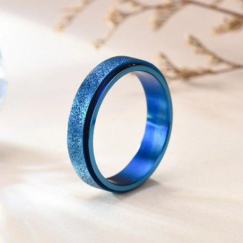 Ανδρικά δαχτυλίδια 6mm Frosting Περιστρεφόμενα Unisex Γυναικεία δαχτυλίδια Αρραβωνιαστικές μπάντες γάμου Δώρα για την ημέρα του Αγίου Βαλεντίνου