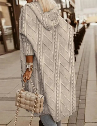 Naiste talvine kardigan Colorblock avatud eest kapuutsiga kootud kontrastsusega leopard pikkade varrukatega kapuutsiga mantel