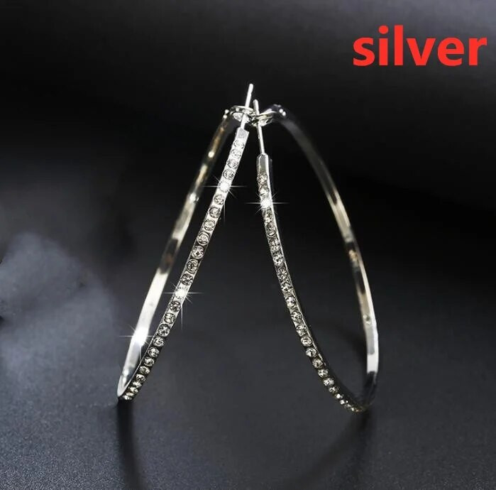 Delysia King Moterys Paprastas Perdėtas Didelis Apskritimas Auskarai Gimtadienio Dovana Madingi Aukštos kokybės Krištoliniai Įdėklai Banketiniai Papuošalai