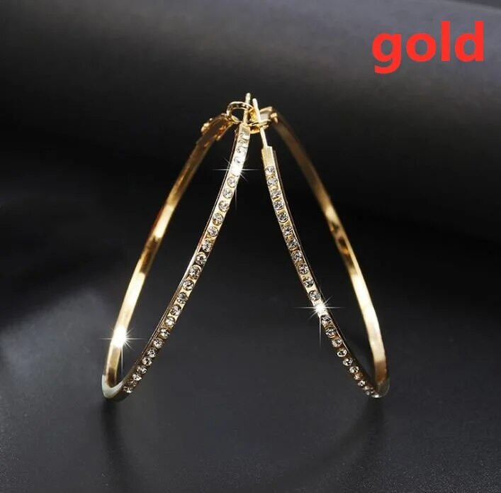 Delysia King Moterys Paprastas Perdėtas Didelis Apskritimas Auskarai Gimtadienio Dovana Madingi Aukštos kokybės Krištoliniai Įdėklai Banketiniai Papuošalai