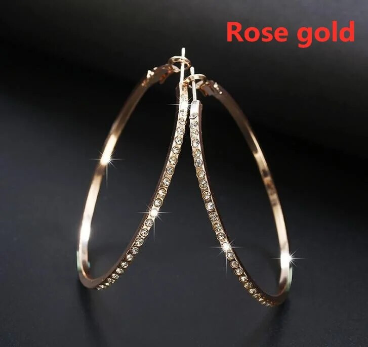 Delysia King Moterys Paprastas Perdėtas Didelis Apskritimas Auskarai Gimtadienio Dovana Madingi Aukštos kokybės Krištoliniai Įdėklai Banketiniai Papuošalai