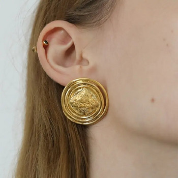 Нови ретро минималистични златни метални геометрични неправилни кръгли копчета Медни обеци за жени Момиче парти Бижута Подаръци