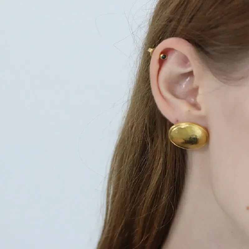 Nove retro minimalističke zlatne boje Metalni geometrijski nepravilni okrugli gumbi Bakrene naušnice s nitnama za žene Pokloni nakita za djevojke