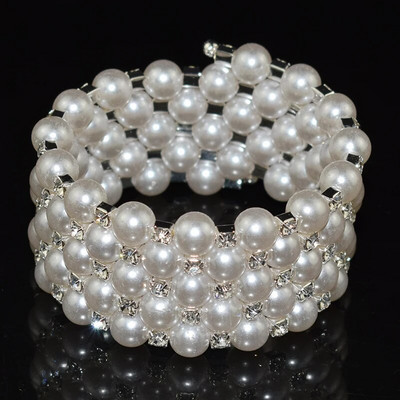 Elegantna narukvica od imitacije bisera od kristala Višeslojna rastezljiva narukvica od bisera Narukvica od bisera za žene Poklon za vjenčani nakit