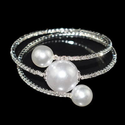 Elegantna narukvica od imitacije bisera od kristala Višeslojna rastezljiva narukvica od bisera Narukvica od bisera za žene Poklon za vjenčani nakit