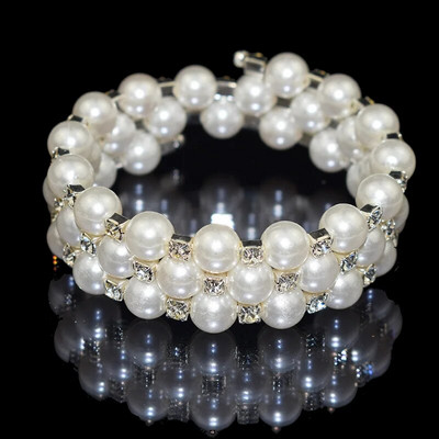 Elegantna narukvica od imitacije bisera od kristala Višeslojna rastezljiva narukvica od bisera Narukvica od bisera za žene Poklon za vjenčani nakit