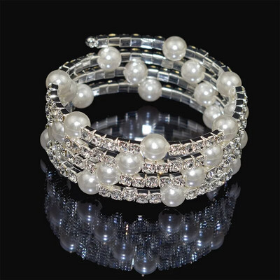 Elegantna narukvica od imitacije bisera od kristala Višeslojna rastezljiva narukvica od bisera Narukvica od bisera za žene Poklon za vjenčani nakit