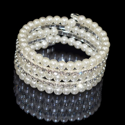 Elegantna narukvica od imitacije bisera od kristala Višeslojna rastezljiva narukvica od bisera Narukvica od bisera za žene Poklon za vjenčani nakit