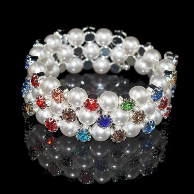 Elegantna narukvica od imitacije bisera od kristala Višeslojna rastezljiva narukvica od bisera Narukvica od bisera za žene Poklon za vjenčani nakit