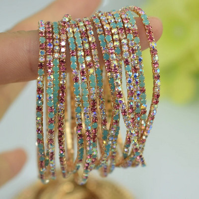 10db/Szett Arany Elastic Force karkötő karkötő női kristály strassz Esküvői karkötők és karkötők Ékszerek Pulseira Feminia