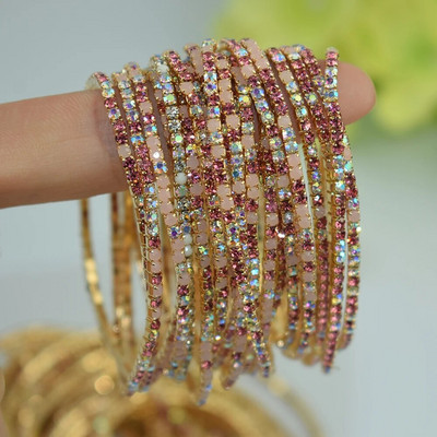 10db/Szett Arany Elastic Force karkötő karkötő női kristály strassz Esküvői karkötők és karkötők Ékszerek Pulseira Feminia