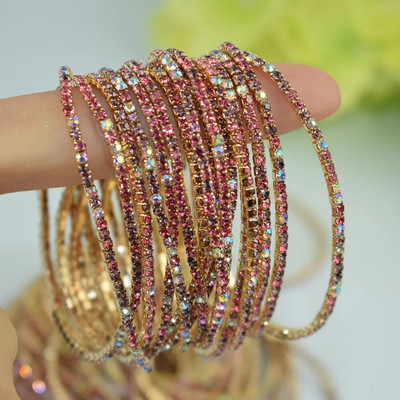 10db/Szett Arany Elastic Force karkötő karkötő női kristály strassz Esküvői karkötők és karkötők Ékszerek Pulseira Feminia